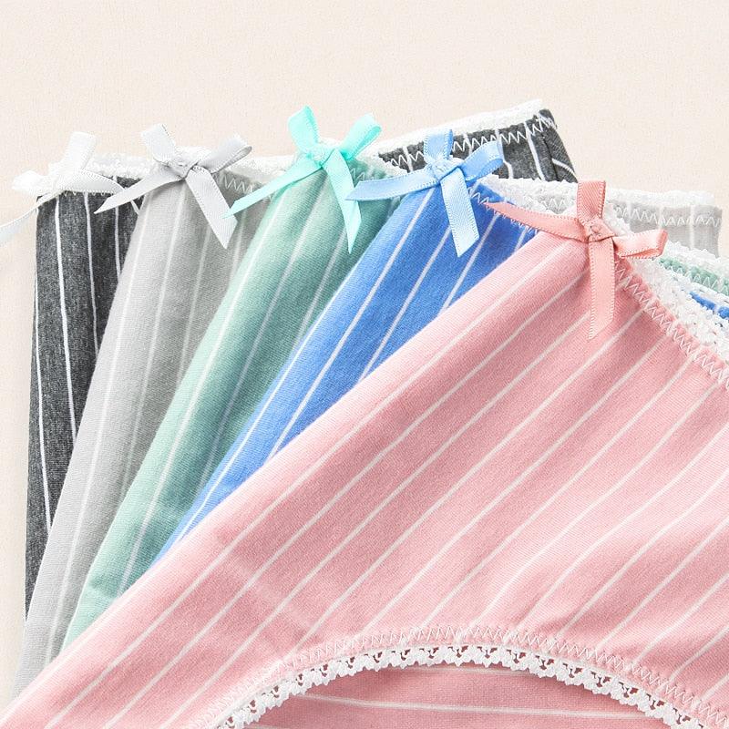 Cute 4Pcs Fashion Women Low Waist Panties - Solid Girls Briefs Comfort Cotton Healthy Lingerie (TSP3)(TSP1)