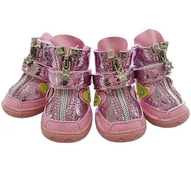 4Pcs/Set Dog Shoes - Breathable Net Shoes Anti-slip Pet Boots - Paw Protector Reflective Shoes (W8)