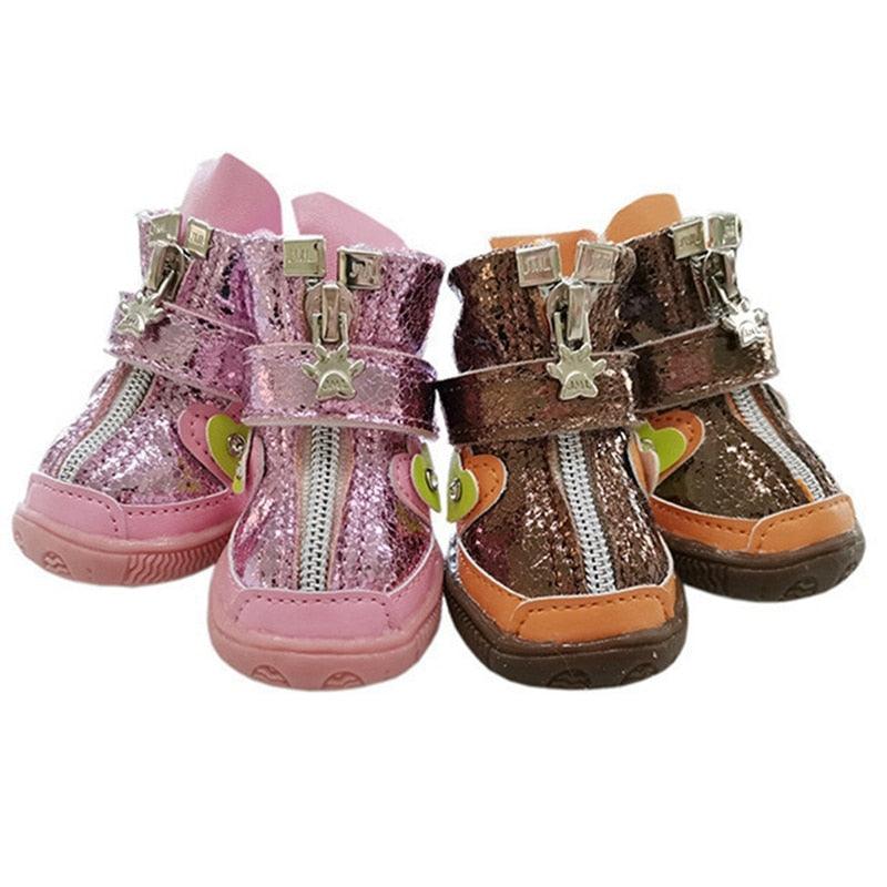 4Pcs/Set Dog Shoes - Breathable Net Shoes Anti-slip Pet Boots - Paw Protector Reflective Shoes (W8)