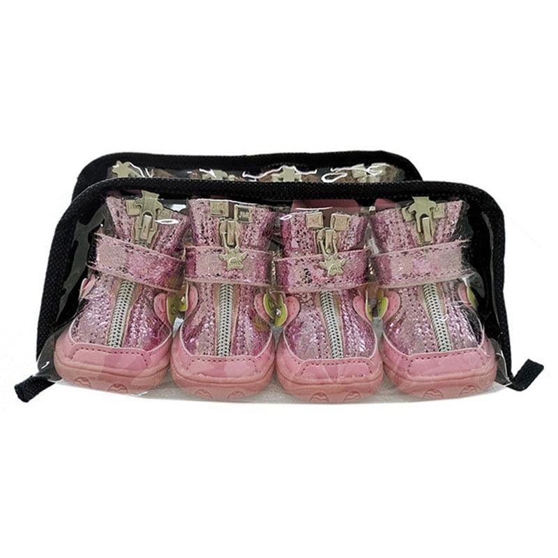 4Pcs/Set Dog Shoes - Breathable Net Shoes Anti-slip Pet Boots - Paw Protector Reflective Shoes (W8)