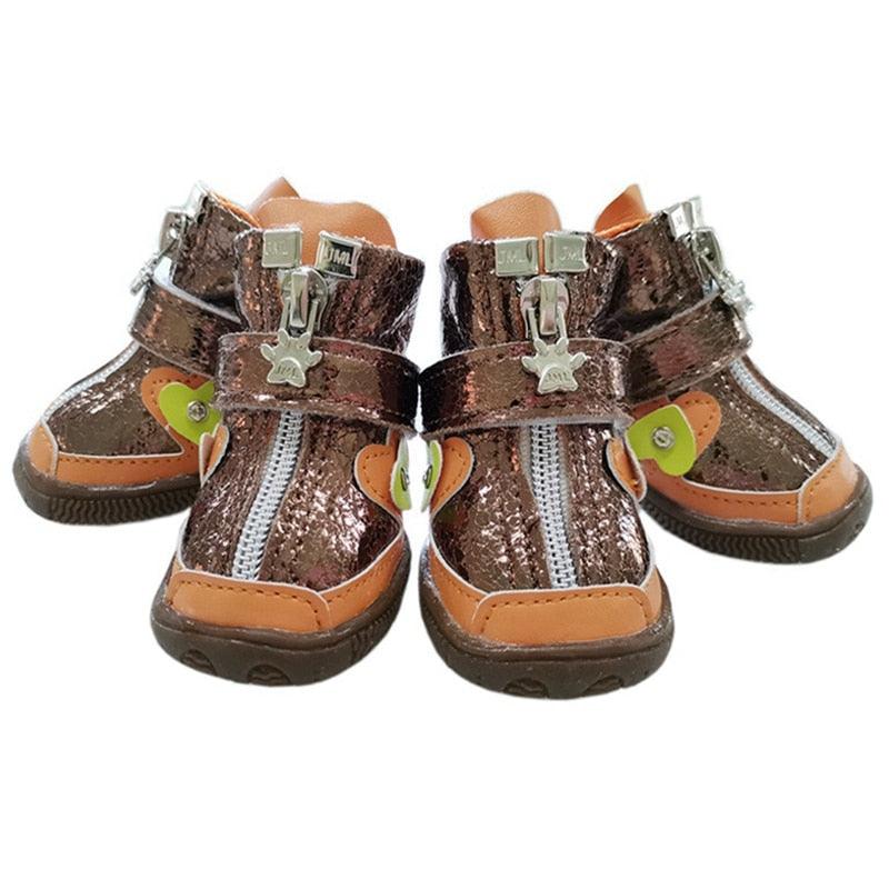 4Pcs/Set Dog Shoes - Breathable Net Shoes Anti-slip Pet Boots - Paw Protector Reflective Shoes (W8)
