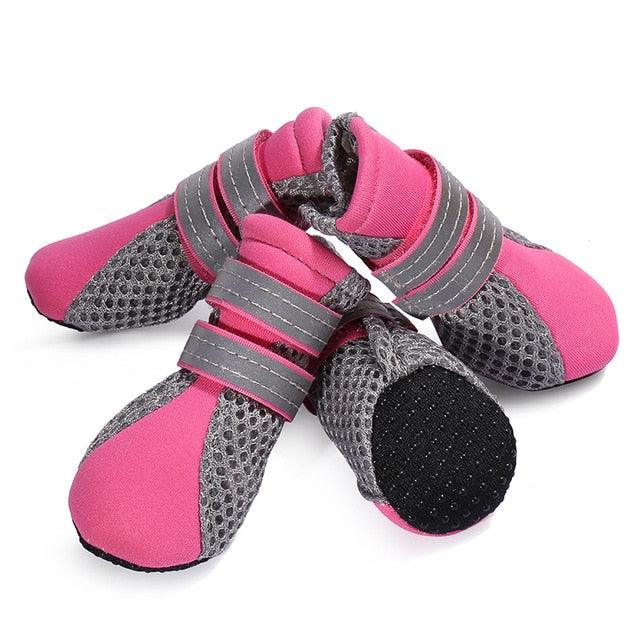 4Pcs/set Reflective Dog Shoes - No-Slip Waterproof Boots Breathable Rain Footwear Paw Protector Outdoor (W8)(F69)