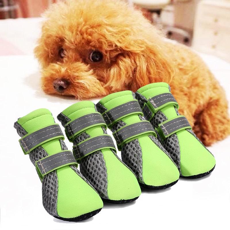 4Pcs/set Reflective Dog Shoes - No-Slip Waterproof Boots Breathable Rain Footwear Paw Protector Outdoor (W8)(F69)