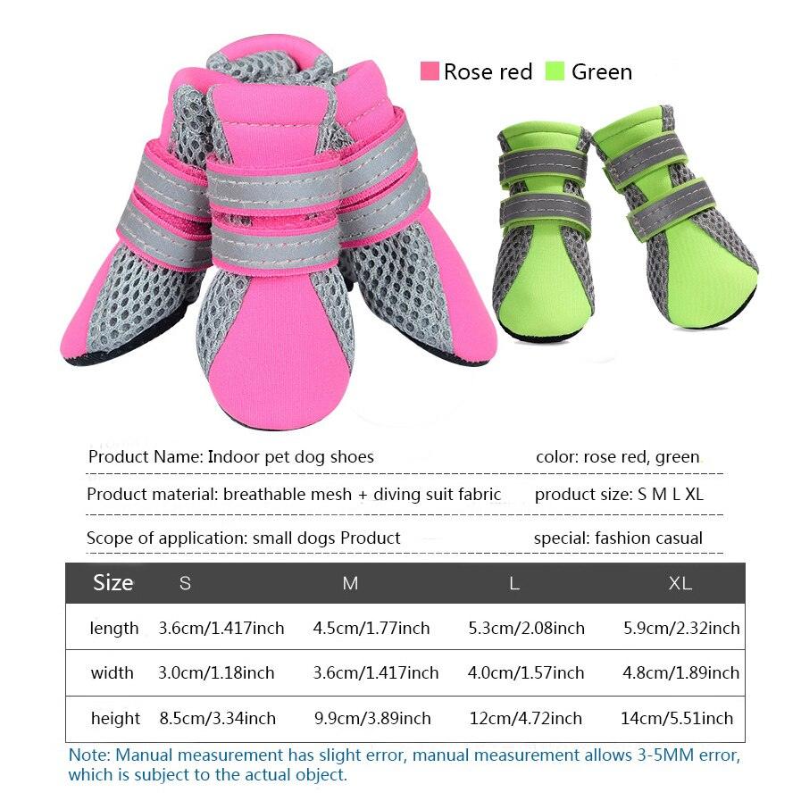 4Pcs/set Reflective Dog Shoes - No-Slip Waterproof Boots Breathable Rain Footwear Paw Protector Outdoor (W8)(F69)