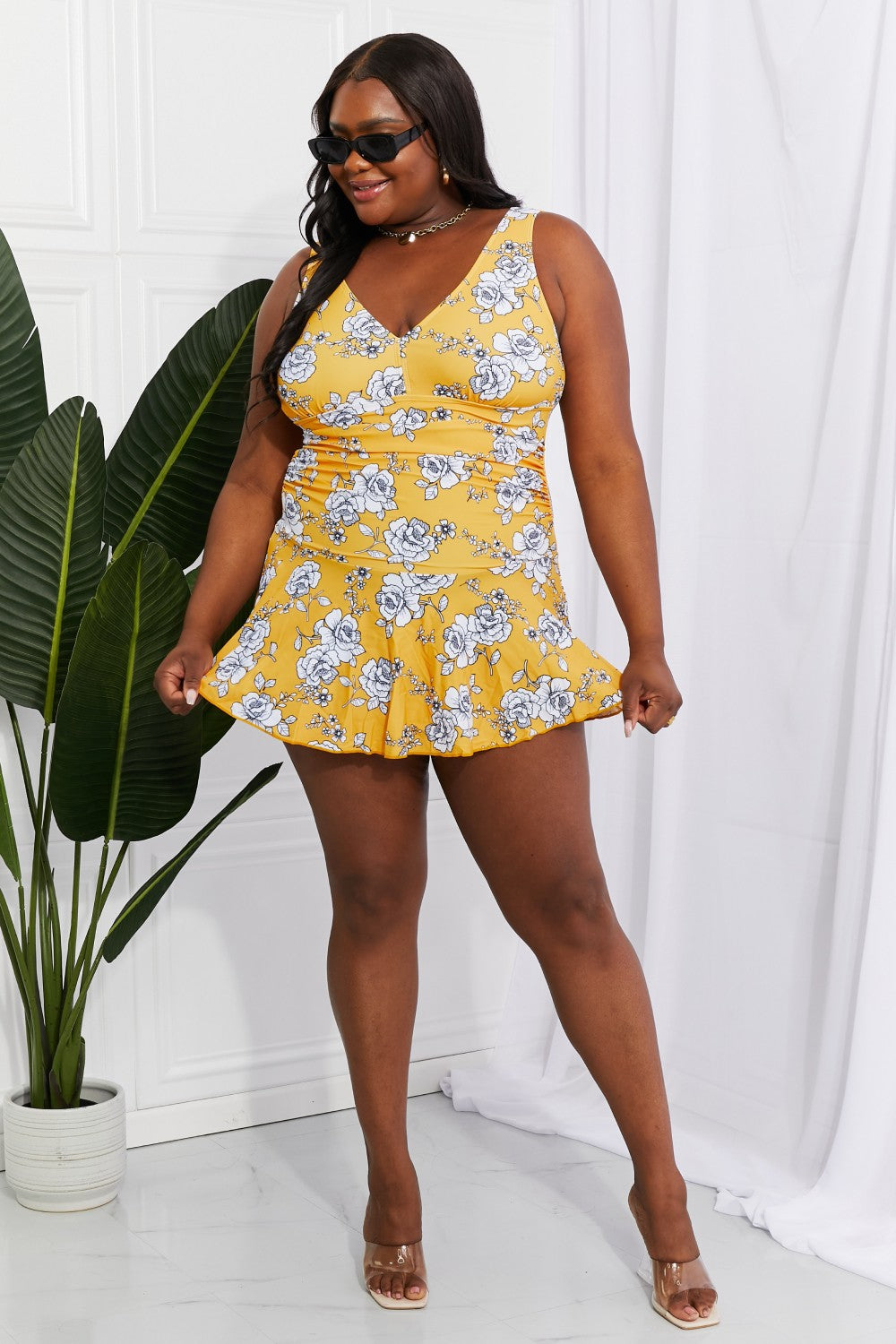 Marina West Swim Full Size Clear Waters Swim Dress in Mustard (TB10D) T