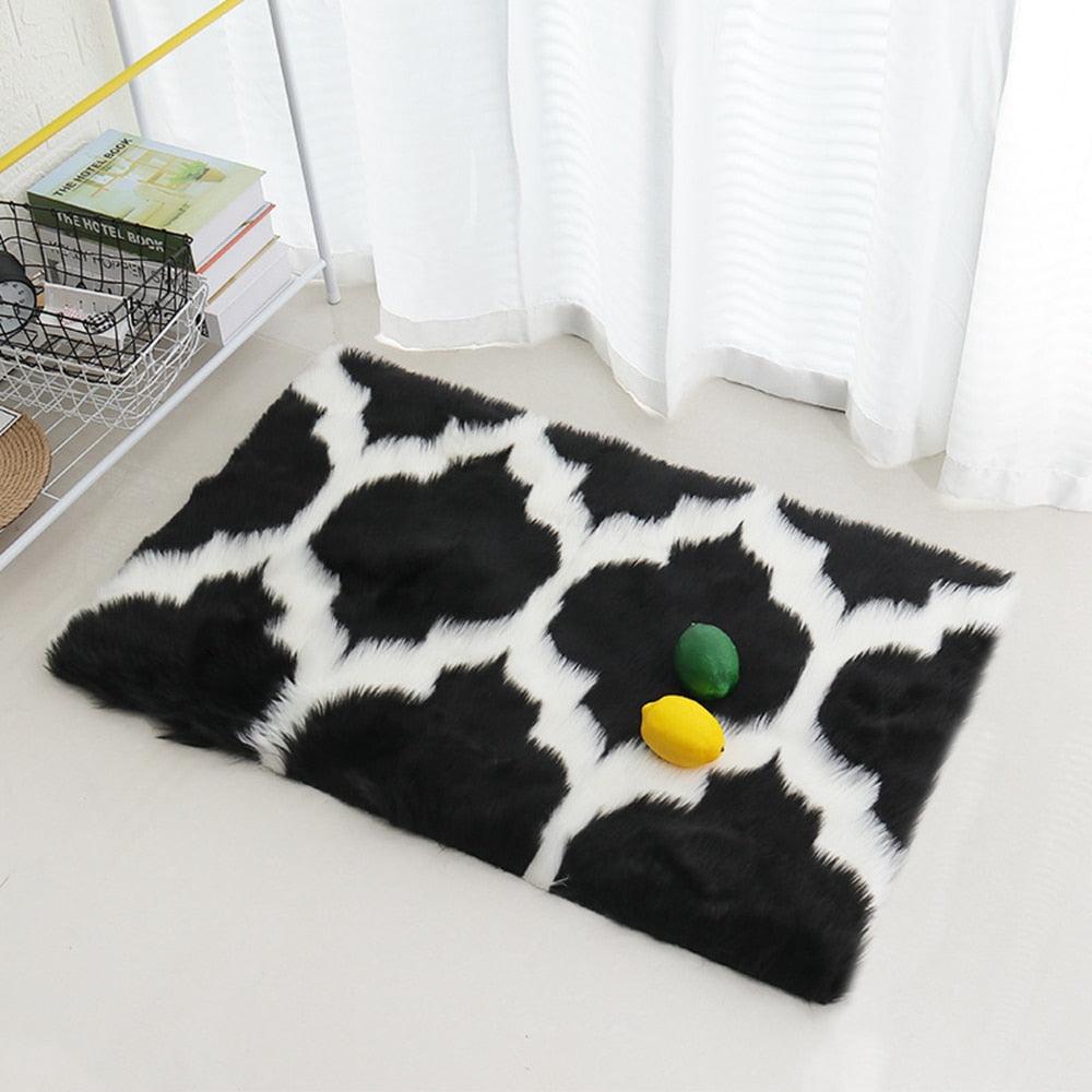 4cm Plush Carpet for Living Room Rectangle Shiny Fur Sheepskin Soft Floor Carpet Anti-slip (RU2)(1U68)(F68)