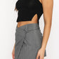 Pinstripe Crossover Waist Mini Skirt (TB7) T - Deals DejaVu