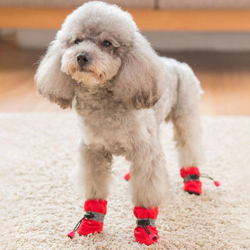 4pcs Antiskid Puppy Shoes Pet Protection Soft-soled Pet Dog Shoes - Winter Soft Supplies Pet Paw Care (2U69)
