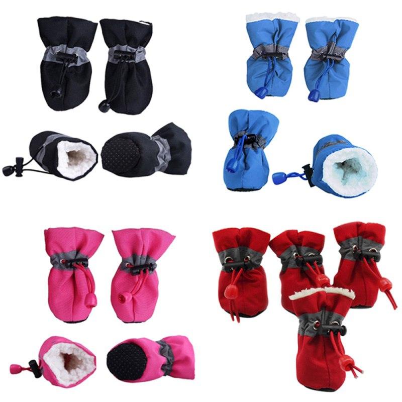 4pcs Antiskid Puppy Shoes Pet Protection Soft-soled Pet Dog Shoes - Winter Soft Supplies Pet Paw Care (2U69)