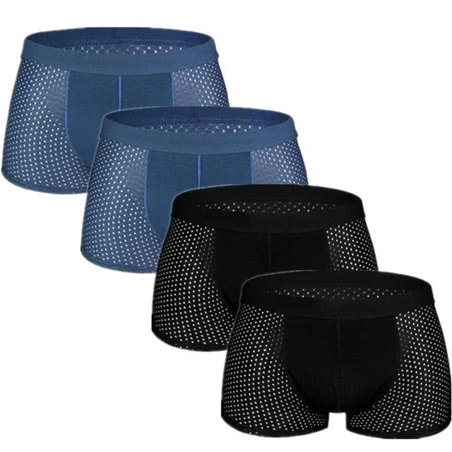Great 4pcs/Lot Men's Boxers Underpants - Shorts Mesh Sexy Silk Large Size L-7XL (D9)(TG6)