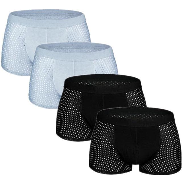 Great 4pcs/Lot Men's Boxers Underpants - Shorts Mesh Sexy Silk Large Size L-7XL (D9)(TG6)