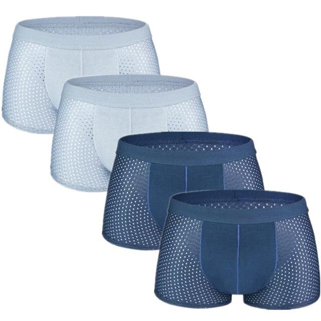 Great 4pcs/Lot Men's Boxers Underpants - Shorts Mesh Sexy Silk Large Size L-7XL (D9)(TG6)