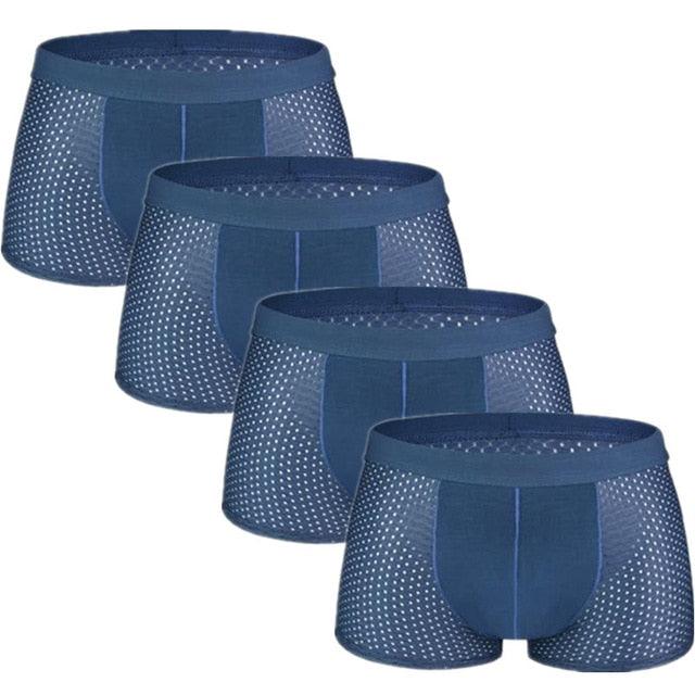 Great 4pcs/Lot Men's Boxers Underpants - Shorts Mesh Sexy Silk Large Size L-7XL (D9)(TG6)
