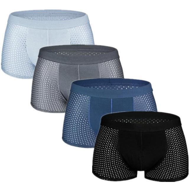 Great 4pcs/Lot Men's Boxers Underpants - Shorts Mesh Sexy Silk Large Size L-7XL (D9)(TG6)