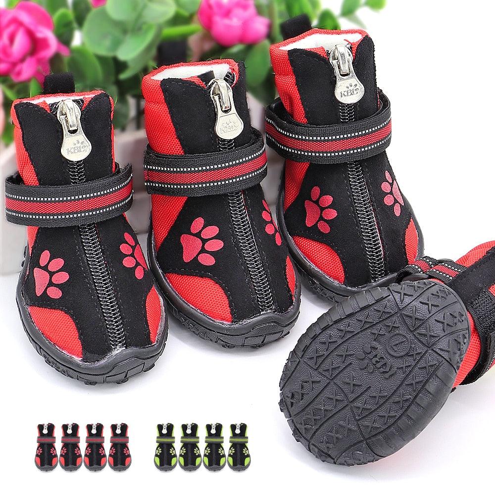 4pcs Pet Dog Shoes - Waterproof Reflective Dog Boots Outdoor Snow Rain Shoes Anti-slip Socks Footwear (D69)(W8)