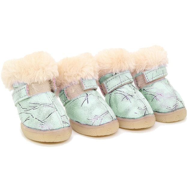 4pcs Warm Pet Dog Cat Shoes - Anti-slip Dog Boots Socks Winter Puppy Cat Rain Snow Booties Footwear (W8)(F69)
