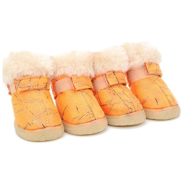 4pcs Warm Pet Dog Cat Shoes - Anti-slip Dog Boots Socks Winter Puppy Cat Rain Snow Booties Footwear (W8)(F69)