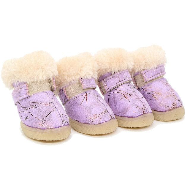 4pcs Warm Pet Dog Cat Shoes - Anti-slip Dog Boots Socks Winter Puppy Cat Rain Snow Booties Footwear (W8)(F69)