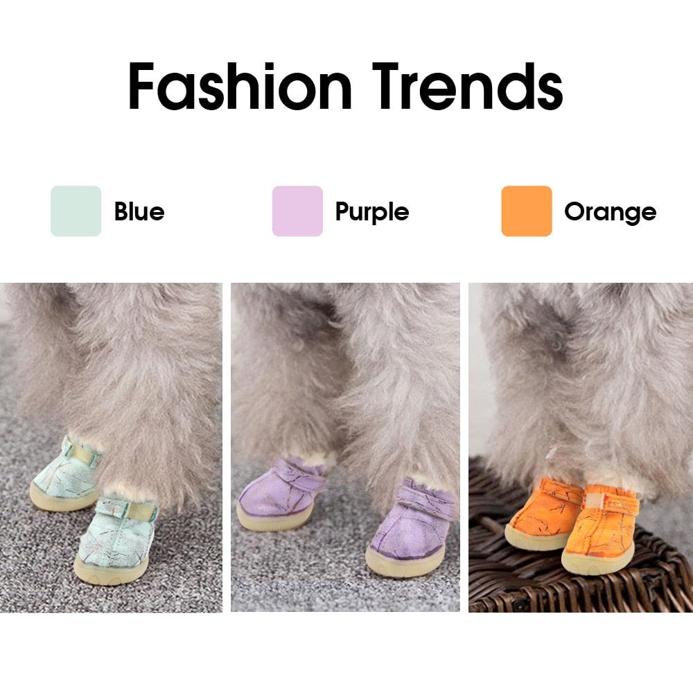 4pcs Warm Pet Dog Cat Shoes - Anti-slip Dog Boots Socks Winter Puppy Cat Rain Snow Booties Footwear (W8)(F69)