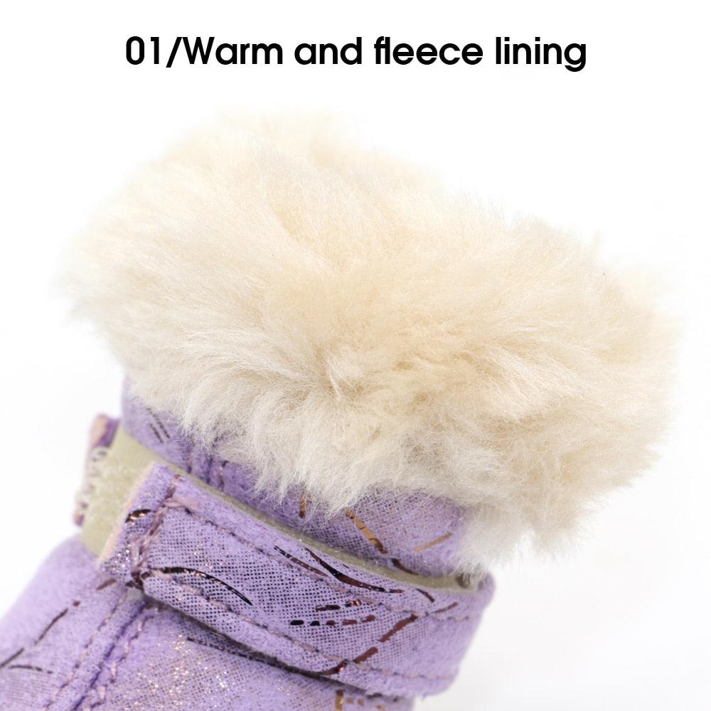 4pcs Warm Pet Dog Cat Shoes - Anti-slip Dog Boots Socks Winter Puppy Cat Rain Snow Booties Footwear (W8)(F69)