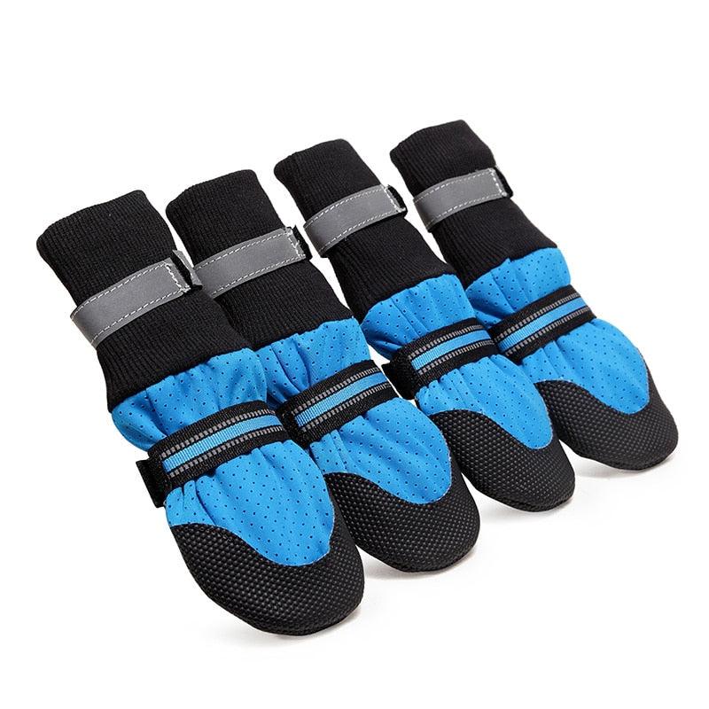 4pcs Breathable Pet Dog Shoes Rubber Anti-Slip Dog Boots - Paw Protector Warm Reflective Shoes (D69)(W8)