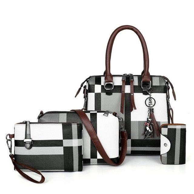 Trending 4pcs/lot Plaid Fashion Handbag - Women's Clutches Shoulder Bag (4U43)