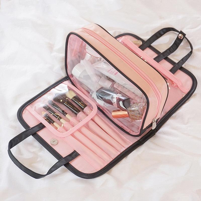 Trending 4pcs/lot Hangable Cosmetic Bag - 2 in 1 Women Waterproof Zipper Case Make Up Bags (3U79)