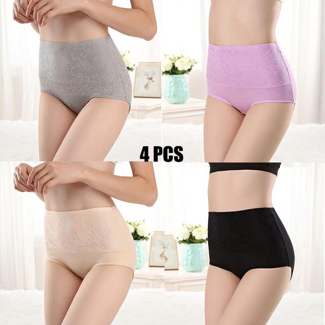 Amazing 4pcs/lot High Waist 100% Women's Cotton Underwear - Comfortable Breathable Abdomen Underwear (TSP2)