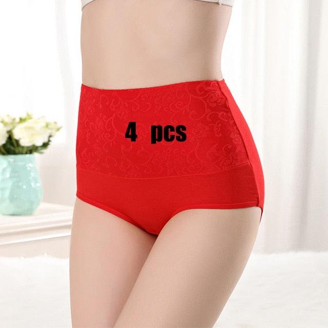 Amazing 4pcs/lot High Waist 100% Women's Cotton Underwear - Comfortable Breathable Abdomen Underwear (TSP2)