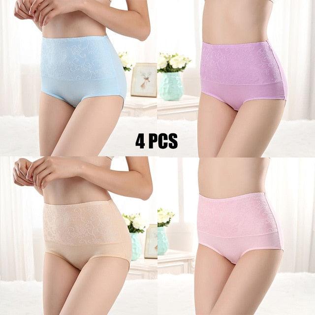 Amazing 4pcs/lot High Waist 100% Women's Cotton Underwear - Comfortable Breathable Abdomen Underwear (TSP2)