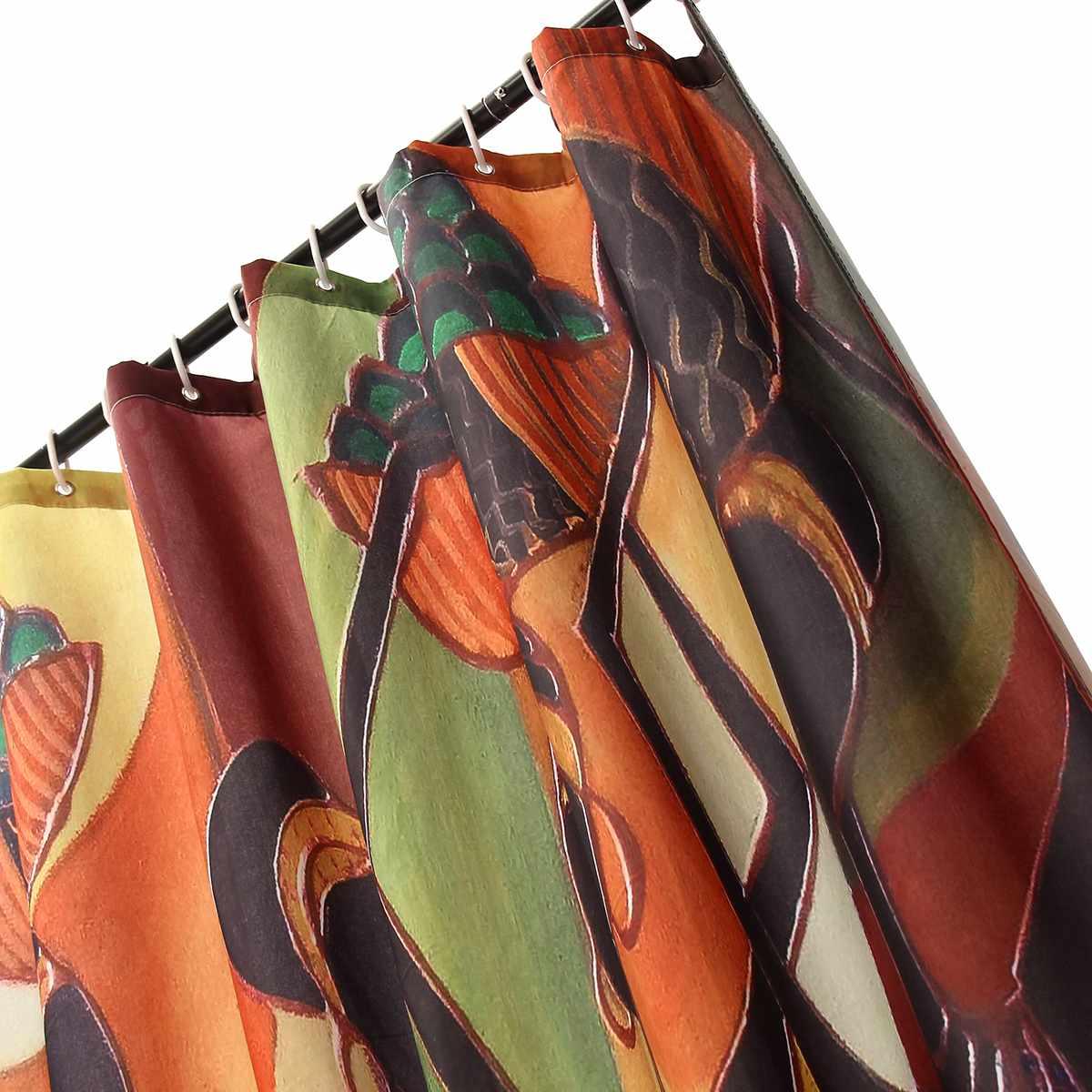 4pcs/set African Women Waterproof Shower Curtain with Africa Girl Non-Slip Bath Mat Rugs Carpet Kit (B&2)(B&4)(1U65)