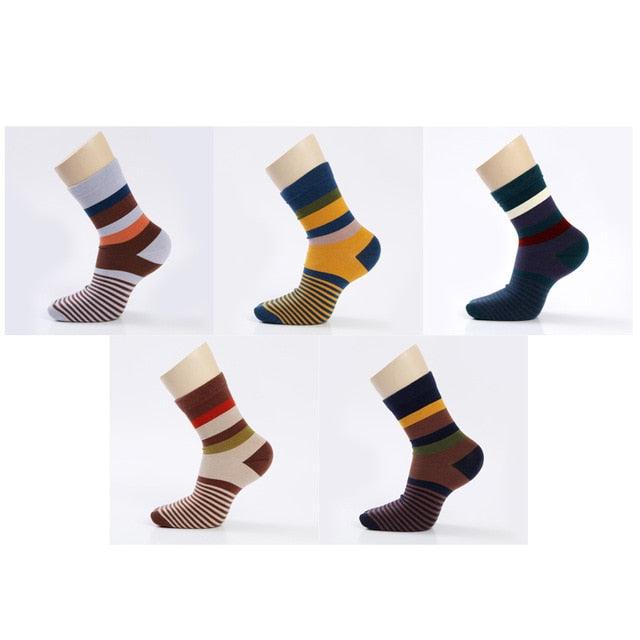 5 Pairs/Lot Combed Cotton Men's Socks - Compression Socks Fashion Colorful Square Dress Socks (TG8)(F92)