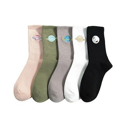 Cute 5 Pairs Women's Cotton Socks - Fashion Solid Color Sock (2WH1)(F87)