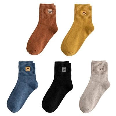 Cute 5 Pairs Women's Cotton Socks - Fashion Solid Color Sock (2WH1)(F87)