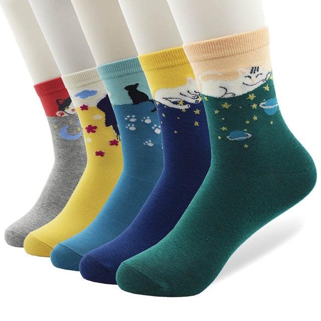 5 Pairs/lot Fashion Cute Socks - Animal Design - Women's Casual Comfortable Cotton Crew Socks (3WH1)(2WH1)(F31)