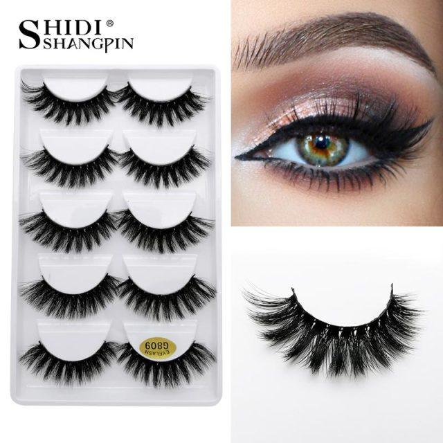 5 pairs false eyelashes natural mink eyelashes false eyelash mink lashes fluffy 3d eyelashes (M2)(1U86)