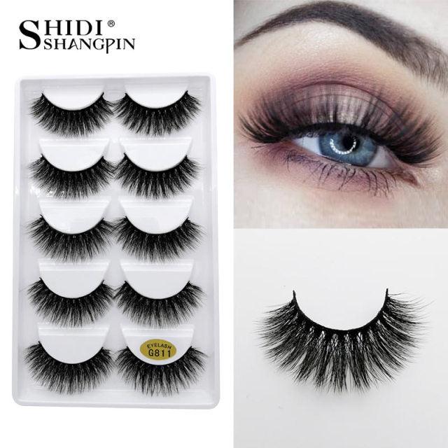 5 pairs false eyelashes natural mink eyelashes false eyelash mink lashes fluffy 3d eyelashes (M2)(1U86)