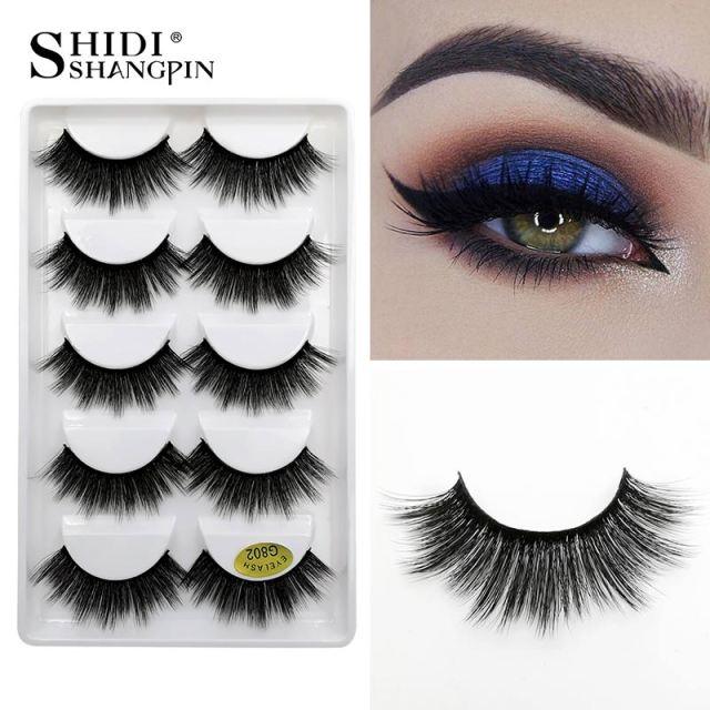 5 pairs false eyelashes natural mink eyelashes false eyelash mink lashes fluffy 3d eyelashes (M2)(1U86)
