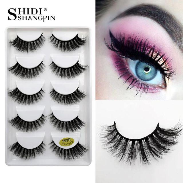 5 pairs false eyelashes natural mink eyelashes false eyelash mink lashes fluffy 3d eyelashes (M2)(1U86)