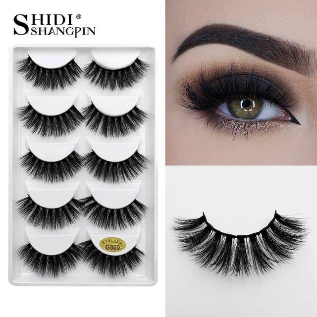 5 pairs false eyelashes natural mink eyelashes false eyelash mink lashes fluffy 3d eyelashes (M2)(1U86)