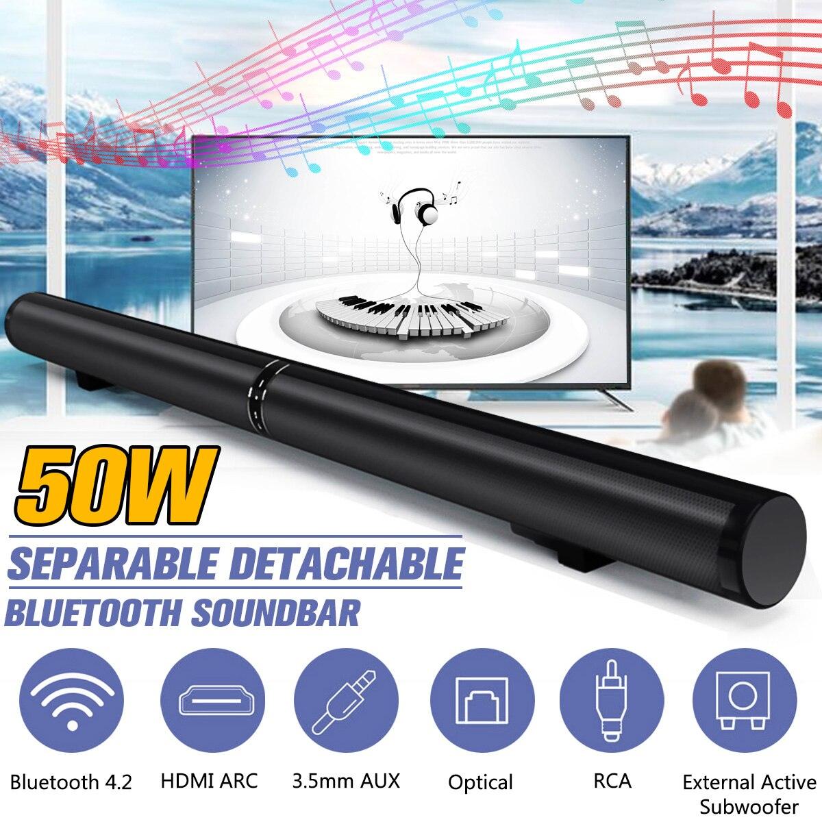 50W 100cm HiFi Detachable Wireless bluetooth Soundbar Speaker 3D Surround Stereo Subwoofer (HA5)(1U57)