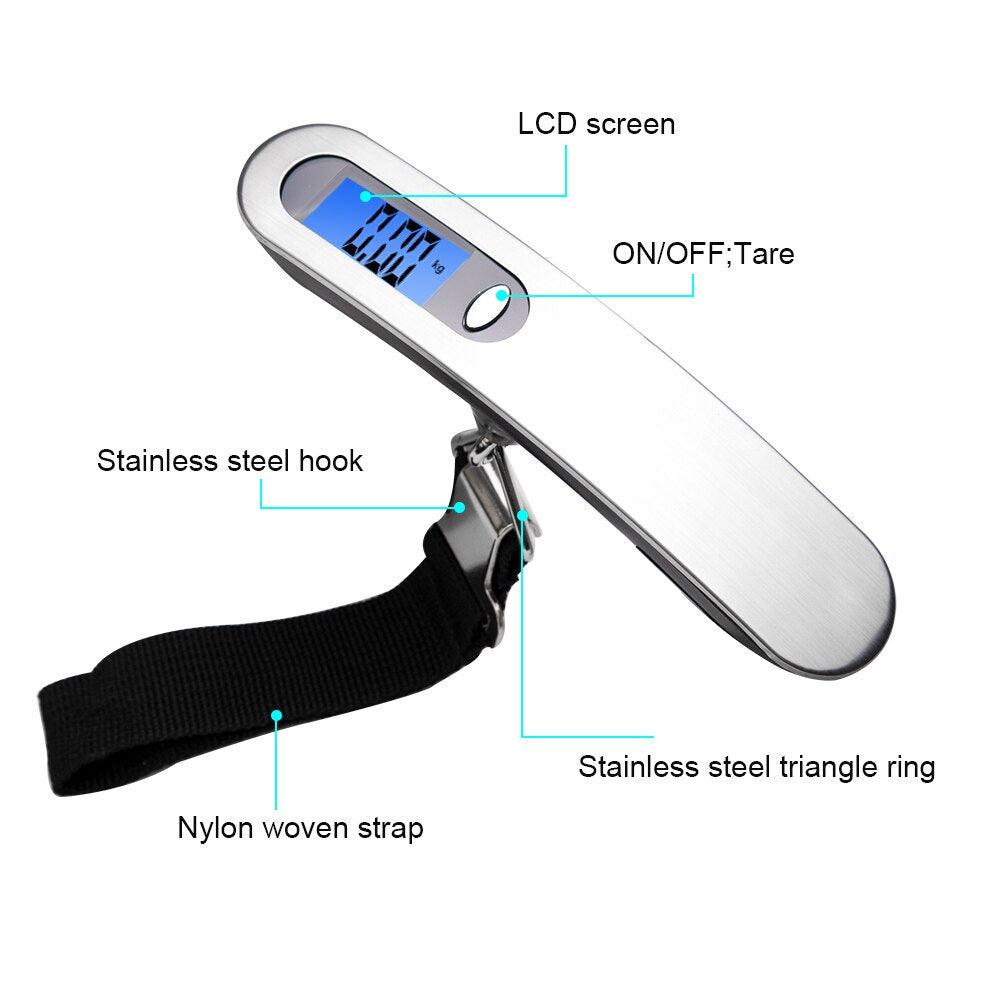 Great 50kg x 10g Digital Luggage Scale - Stainless Steel Portable Electronic Scale Balance suitcase (D79)(LT6)