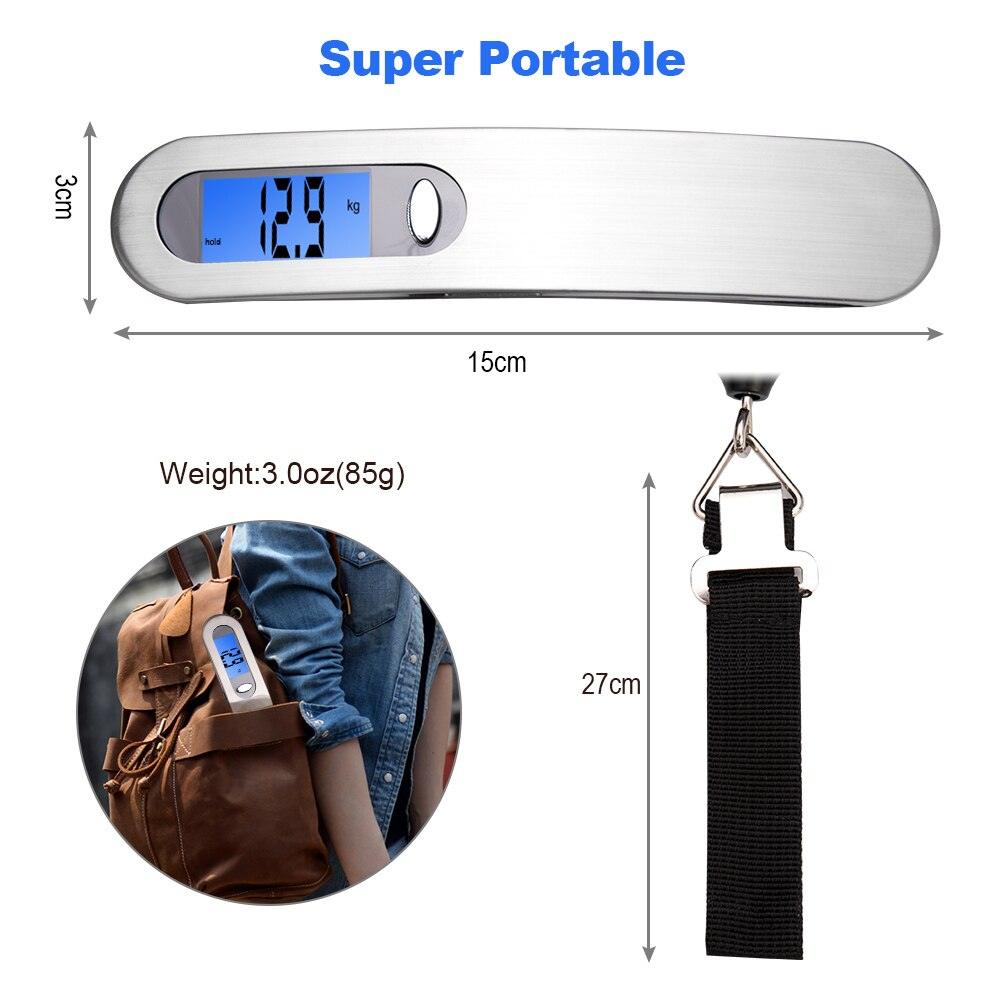 Great 50kg x 10g Digital Luggage Scale - Stainless Steel Portable Electronic Scale Balance suitcase (D79)(LT6)