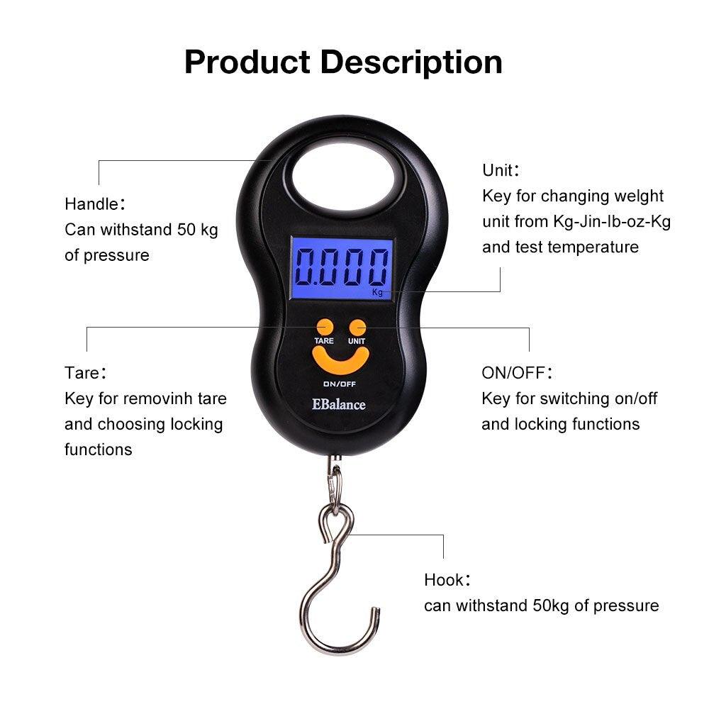 50kg x 10g Mini Digital Scale For Fishing Luggage - Travel Weighting Steelyard Hanging Electronic Hook Scale (LT6)(F104)