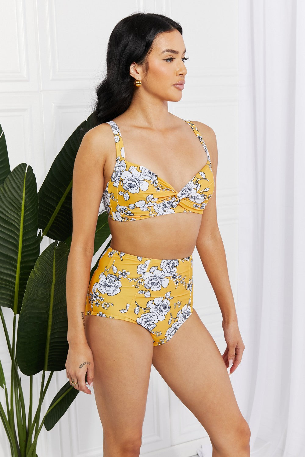 Marina West Swim Take A Dip Twist High-Rise Bikini in Mustard (TB9D) T