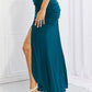 White Birch Full Size Up and Up Ruched Slit Maxi Skirt in Teal (TB7) T - Deals DejaVu
