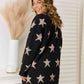 Star Pattern Open Front Cardigan with Pockets