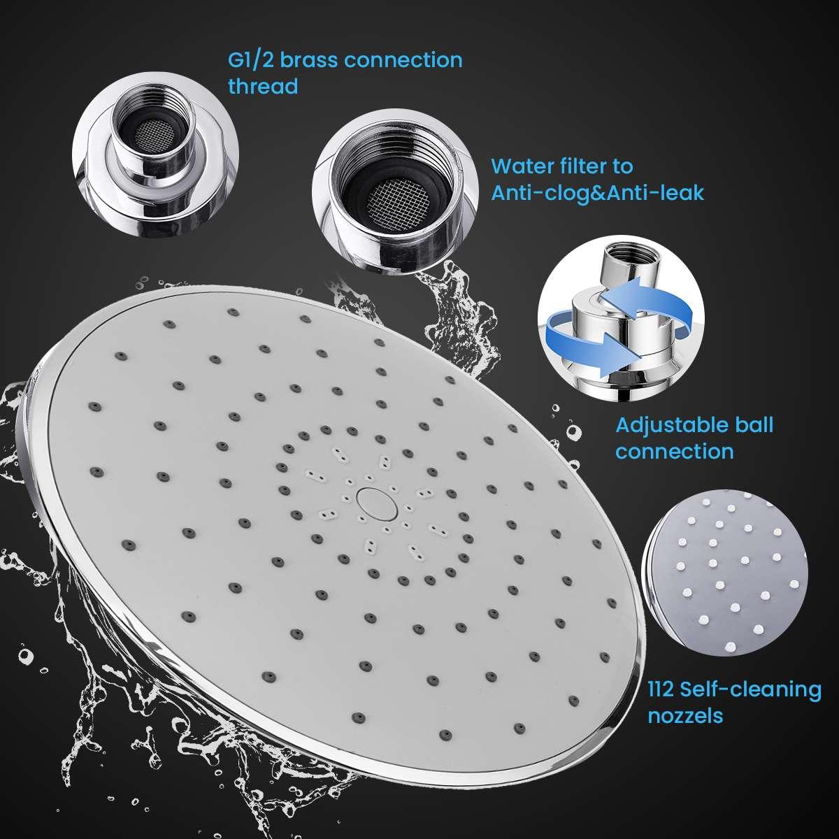 5PCS/Set Shower Set Shower Head Shower Tube Shower Wall Holder Stainless Steel Rustproof ABS Shower Kit (D65)(B&3)(1U65)