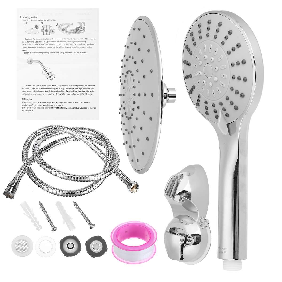5PCS/Set Shower Set Shower Head Shower Tube Shower Wall Holder Stainless Steel Rustproof ABS Shower Kit (D65)(B&3)(1U65)