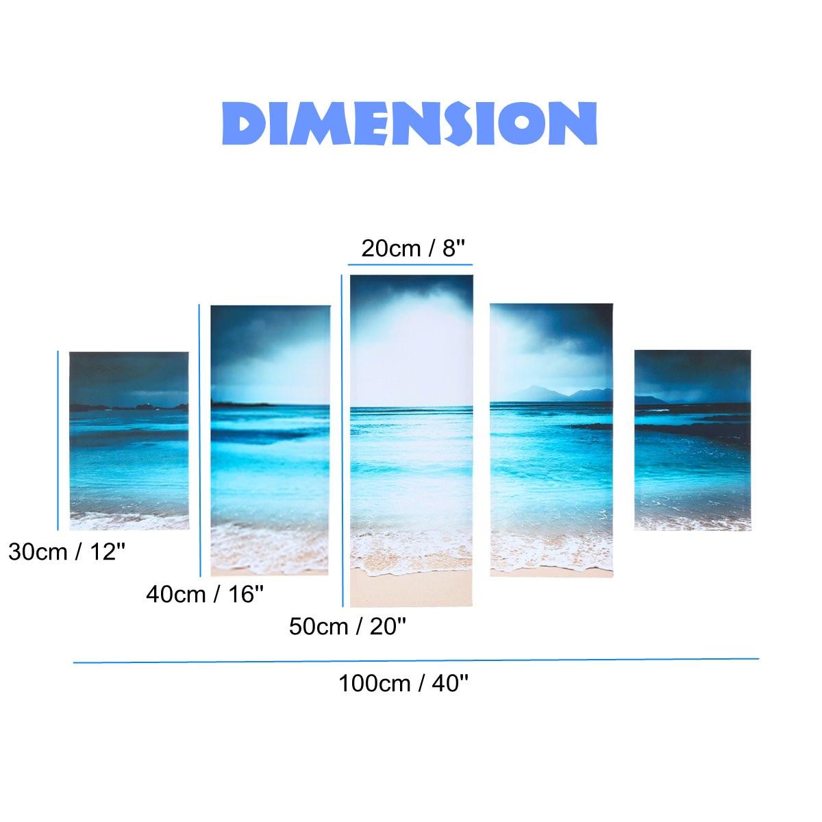 5Pcs Sunset Seaside Canvas Print Art Painting Wall Picture Modern Art Canvas Wall Decorative Painting (AD1)(1U62)